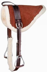 Acerugs New Western English Horse Riding Bareback PAD Premium TREELESS Saddle Leather Stirrups Comfy Horse Saddle TACK (Brown)