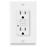 ELECTECK GFCI Outlets 15 Amp, Outdoor Weather Resistant (WR), Decor GFI Receptacles with LED Indicator, Ground Fault Circuit Interrupter, Wallplate Included, cETL Certified, White