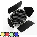 Godox BD-07 Barn Door Flash Light Modifier for Godox AD200Pro AD200 Pocket Flash, Lighting Barn Doors with Detachable Honeycomb Grid and 4 Color Filters