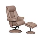 GFA Biarritz Plush Swivel Recliner Chair & Matching Footstool In Earth/Chrome