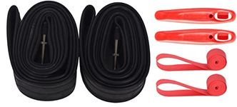2-Pack 26x1.9/2.125 Bike Inner Tube with Tire Levers and Rim Strips, 26 Inch 26" Bike Tire Tubes Compatible with 26x1.9 26x1.95 26x2.0 26x2.125 Bicycle Tyre Tire Presta Valve 48MM