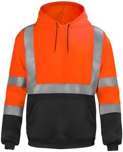 sesafety Class 3 High Visibility Sweatshirt for Men,Hooded Pullover,Hi-Vis Safety Hoodie Pullover Sweatshirt,Reflective Safety with Black Bottom
