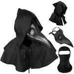 HAOSUN Plague Doctor Mask and Cloak Halloween Costumes for Men 3 in 1 Scary Masks for Adult