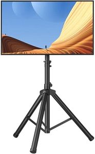 Tripod Portable Floor TV Stand, FORGING MOUNT Foldable Stand Height Adjustable for Portable Display Floor TV Stand 26-65" Flat Screen/Curved TVs, Holds Up to 77lbs
