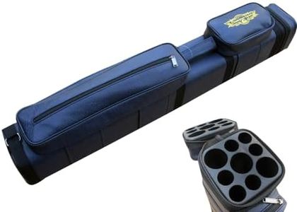 J&J New Champion Leather 3x6 Hard Pool Cue Case for 3 Butts 6 Shafts-Free Bonus Gift (B-0425 Dark Blue, 32)