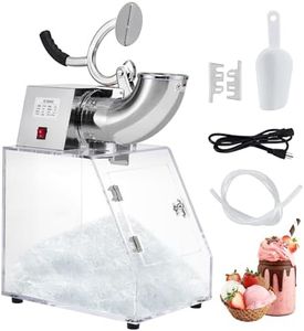 Commercial Ice Crusher Shaver Snow Cone Maker, Stainless Steel Electric Snow Cone Machine with Dual Blades, Acrylic Box, Safety On/Off Switch, Shaved Ice Machine for Home, Restaurants, Bars