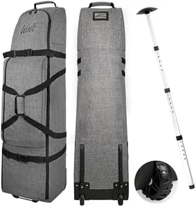 WOLT | Golf Travel Bag with Anti-Impact Support System - Soft Sided Golf Bag Travel Case for Airlines, 600D Heavy Duty Oxford Fabric Golf Travel Cover with Wheels (Grey)