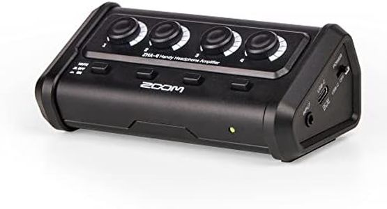 Zoom ZHA-4 Handy 4-Channel, Battery-Powered Headphone Amplifier with Volume & Mute Functionality, Portable, for Podcasting, Music, Productions, and More