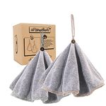 myHomeBody Hand Towels for Bathroom, Kitchen Hand Towels with Hanging Loop | Soft, Absorbent Charcoal Fiber Round Hand Towels with Coconut Shell Button for Hanging | Set of 2 Grey Towels