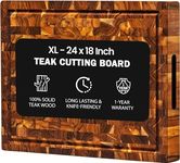 Extra Large End Grain Teak Wood Cutting Board 24 x 18 Inches for Kitchen [2" Thick] with Juice Groove Conditioned with Beeswax, Linseed Oil & Lemon Oil, Reversible Charcuterie Butcher Block