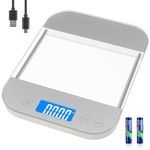 Rechargeable Kitchen Scale, [33lb/15Kg] [Waterproof Tempered Glass] Diyife USB Digital Food Scale with 1g/0.1oz Accuracy, LCD Display, Tare Function, Precise Digital Weighing Scales for Kitchen, Food
