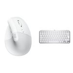 Logitech MX Keys Mini Keyboard and Lift Vertical Ergonomic Mouse Combo - Wireless, Backlit Keys, Bluetooth or Logi Bolt USB receiver, Quiet, Windows/macOS/iPadOS, Laptop, PC-Pale Grey