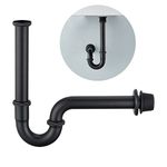 Heixutas Brass P Trap Bathroom Sink : 1 1/4 Sink Trap with Adjustable Height - Matte Black Bottle P-Trap with Slip Joint Extension Tube - U-Shape Basin Sink Plumbing/Pipe Replacement Kit