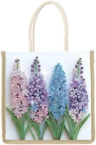 antor DIY Diamond Painting Canvas Tote Bag with Lavender Floral Design, Diamond Art Handbag for Adults, Craft Storage Bag, Crystal Art Diamond Painting Bag for Shopping, Travel, Daily Use