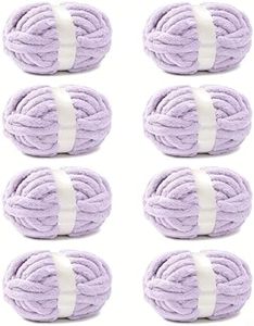 bearberry Jumbo Chenille Yarn, Super Bulky 6 - Extra Plush & Skin-Friendly for Chunky Knit Blankets, Arm Knitting & Crocheting 8-Pack (8oz/25yd Per Skein), Machine Washable, Ultra Soft, Light Purple