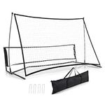 GYMAX Portable Soccer Trainer, 2 in 1 Football Rebounder Net with Carrying Bag for Passing and Volley Skills, Dual-side Football Net for Team or Solo Skills Training, 6 x 4FT