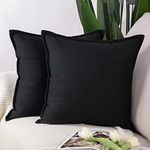 MADIZZ Set of 2 Linen Throw Pillow Covers 26x26 Inch Black Soft Decorative Cushion Cover for Sofa Bedroom Pillow Shell