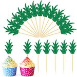 48 Pieces Pineapple Cupcake Toppers Glitter Cake Picks Donut Decor Topper for Summer Hawaii Party