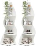 Tribesigns Corner Shelf, Modern 5-Tier Wall Corner Bookshelf Set of Two, Stylish Corner Small Bookcase Storage Rack Plant Stand for Living Room, Home Office, Kitchen, Small Space White, 2PCS