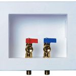 Water-Tite 82068 Econo Center Drain Washing Machine Outlet Box with Brass Quarter-turn Valves Installed, 1/2" PEX Connection, White