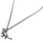 Dinosaur Pendant Necklace - Cute Silver Tone Charm on 16 Inch Silver Plated Curb Chain