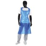 Disposable Plastic Aprons Polythene Eco Flat Pack Waterproof Aprons - Pack of 100 (Blue)