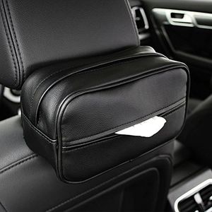 Keep Top Luxury Leather Car Sun Visor Tissue Case Holder Paper Towel Bag Cover, Back Seat Headrest Hanging Napkin Clip