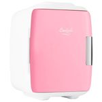 Cooluli Mini Fridge Electric Cooler and Warmer (4 Liter / 6 Can): AC/DC Portable Thermoelectric System w/Exclusive On the Go USB Power Bank Option (Pink)