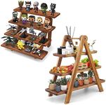 Manspdier Wood 3 Tier Serving Tray, Three Tiered Serving Stand, Wooden Display Stand, Cupcake Stands,Rectangle Platter Farmhouse Tiered Tray, Wooden Display Stand Wood Cupcake Stands