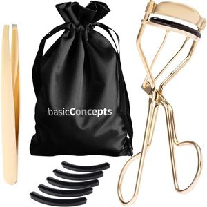 Eyelash Curlers Kit (Gold), Premium Lash Curler for Perfect Lashes, Universal Eye Lash Curler with 5 Eyelash Curler Refills, Eyelash Curler for Women, rizador de pestañas (Box Colors Vary)