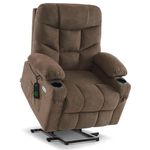 MCombo Power Lift Recliner Chair with Extended Footrest for Elderly People, Fabric 7287 (Brown)