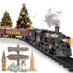 Electric Train Sets for Boys Girls Metal Alloy Christmas Trains Toys Steam Locomotive, Passenger Carriages, Tracks, Light & Sounds Birthday Gifts for Kids 3 4 5 6 7 8 + Years Old Red