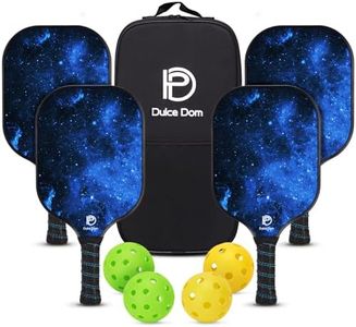 DULCE DOM USAPA Approved Fiberglass Pickleball Paddles Set of 4, Lightweight Pickleball Set with 4 Pickleballs and Pickleball Bag, Pickle Ball Equipment for Men Women, Blue