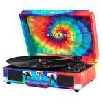 Victrola Vintage 3-Speed Bluetooth Portable Suitcase Record Player with Built-in Speakers | Upgraded Turntable Audio Sound| Includes Extra Stylus | Tie Dye, 1SFA (VSC-550BT-TDY)