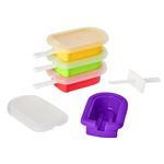 Tovolo Silicone Popsicle Molds with Sticks (4-Pack, Classic) - Reusable Ice Pop Molds for Homemade Flavored Ice Pops & Frozen Snacks - Stackable Popsicle Maker with Lid, Dishwasher Safe & BPA-Free