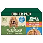 Harringtons Complete Wet Tray Grain Free Hypoallergenic Adult Dog Food Mixed Bumper - Chicken, Salmon, Turkey & Duck - Made with All Natural Ingredients, 400 g (Pack of 16)