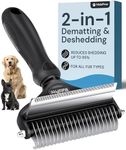 MalsiPree 2-in-1 Dog Grooming & Deshedding Brush, Black Undercoat Rake Brush for Shedding & Dematting, for Long/Short-Haired Dogs