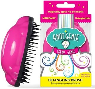Knot Genie Teeny Detangling Hair Brush for Kids (Fairy Pink) | Perfect Detangling Brush for Curly Hair, Gently Separate Tangles, Leaves Hair Smooth and Shiny | The Pain-Free Knot Detangler