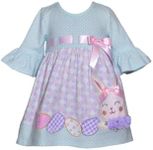 Bonnie Jean Girl's Easter Dress - Knit Bunny Dress for Baby Toddler and Little Girls, Aqua Blue, 24 Months