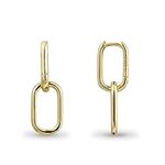 925 Sterling Silver Double Ring Oval Huggie Hoop Earrings for Women,Gold Hoop Hypoallergenic Earrings for Sensitive Ears, Square Hoop Chain Link Earrings for Women Gifts