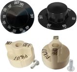 MCAMPAS 2 Pack Control Valve Beige Pilot Dial Knob and 200-400°F Thermostat Knob for Fryers, Range, Braising