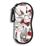 Eyeglass Case Sunglasses Soft Pouch with Belt Clip Ultra Light Neoprene Zipper Eyeglass Case Printed Sunglass Bag for Stylish Portable Travel Glasses Casefor Men & Women(Red High Heels)