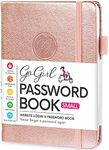 GoGirl Password Book with Alphabetical tabs – Internet Address & Password Keeper Logbook for Password Organization, Journal Notebook for Saving Website Logins. Pocket Size 4.0″ x 5.5″, Rose Gold