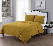 VCNY Home Quilt Set-Ultra Soft, Wrinkle Resistant & Reversible Bedding Breathable and Lightweight for Hot Sleepers, King, Gold