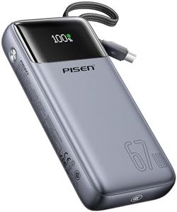 PISEN 3C Certified Power Bank - 20000mAh 67W CCC Power Bank with Built in Cable, Travel Battery Pack Portable 3C Charger with LED Display, 67W Portable Charger with Built in Cable for iPhone, MacBook