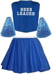 The Dragons Den Mens Funny Cheerleader Beer Leader Stag Party Fancy Dress Costume [Blue S-M]