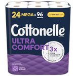 Cottonelle Ultra Comfort Toilet Paper, Strong Toilet Tissue, 24 Mega Rolls (24 Mega Rolls = 96 Regular Rolls), 244 Sheets per Roll, Packaging May Vary