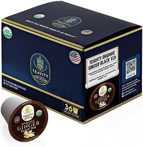 Organic Ginger Tea Pods for Keurig with Unsweet Black Tea for K Cup Brewing - Ginger Black Tea by Teavity (36 Tea Pods)