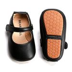 Felix & Flora Baby Infant Girls Soft Sole Floral Princess Mary Jane Shoes Prewalker Wedding Dress Shoes(Black,2-2.5 Years Toddler)