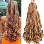 French Curl Braiding Hair 22 Inch 8 Packs Curly Braiding Hair Pre Stretched French Braiding Hair French Curl Crochet Braids Curl Braiding hair extensions for braiding (30P27, 22 Inch (Pack of 8))